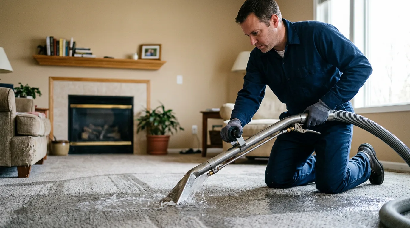 Water damage restoration technician working near Chippewa Falls, WI